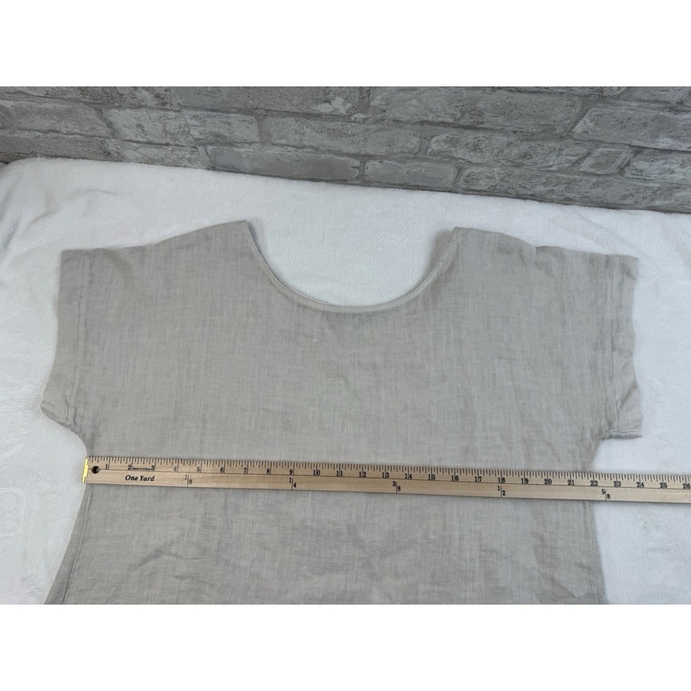 Terzo Millennio Made In Italy Tan 100% Linen Lagenlook Tunic Top Women Size L - Picture 5 of 9